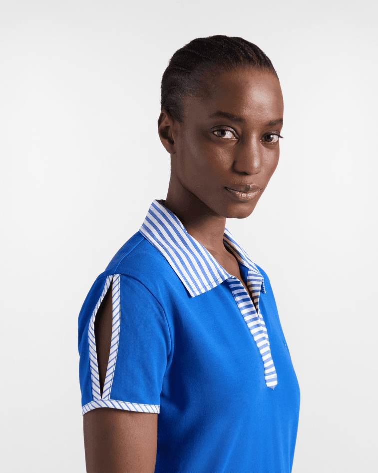 Harmont&amp;blaine polo con dettagli a righe sorbetto donna blu - 3