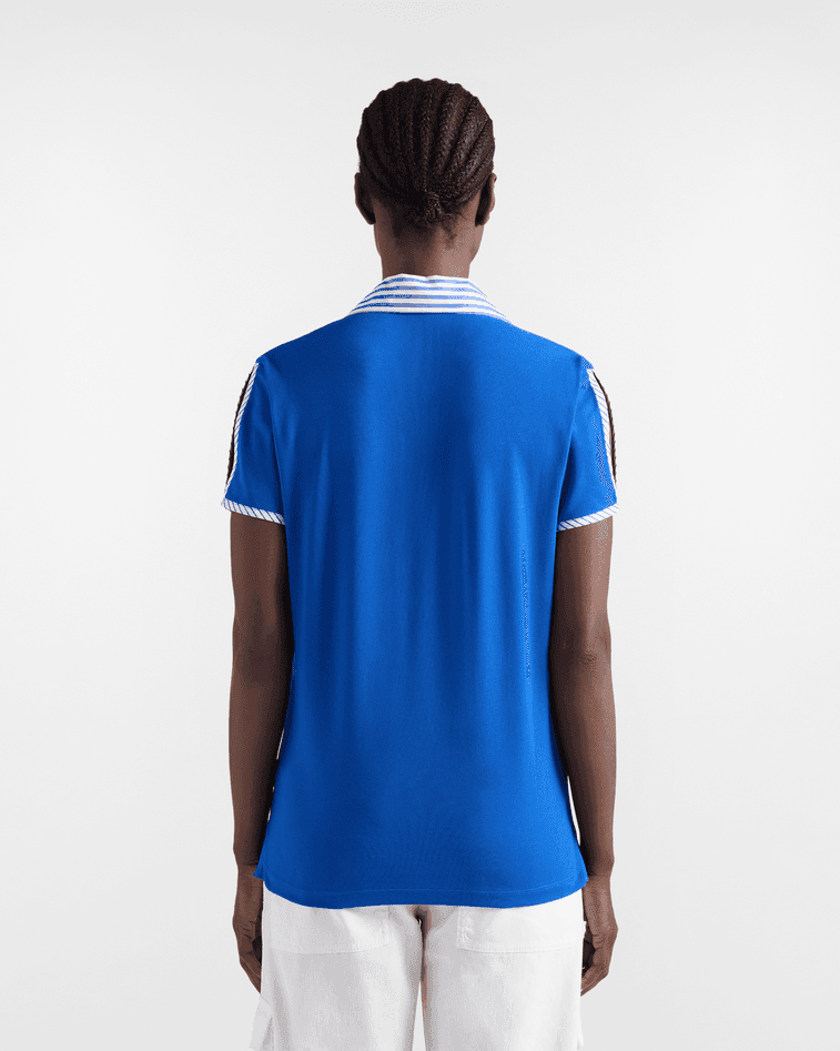 Harmont&amp;blaine polo con dettagli a righe sorbetto donna blu - 4