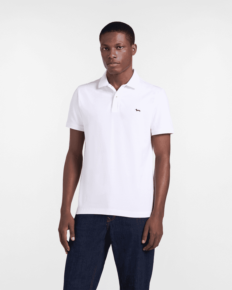 Harmont&amp;blaine polo basic in piquet stretch bianco - 5