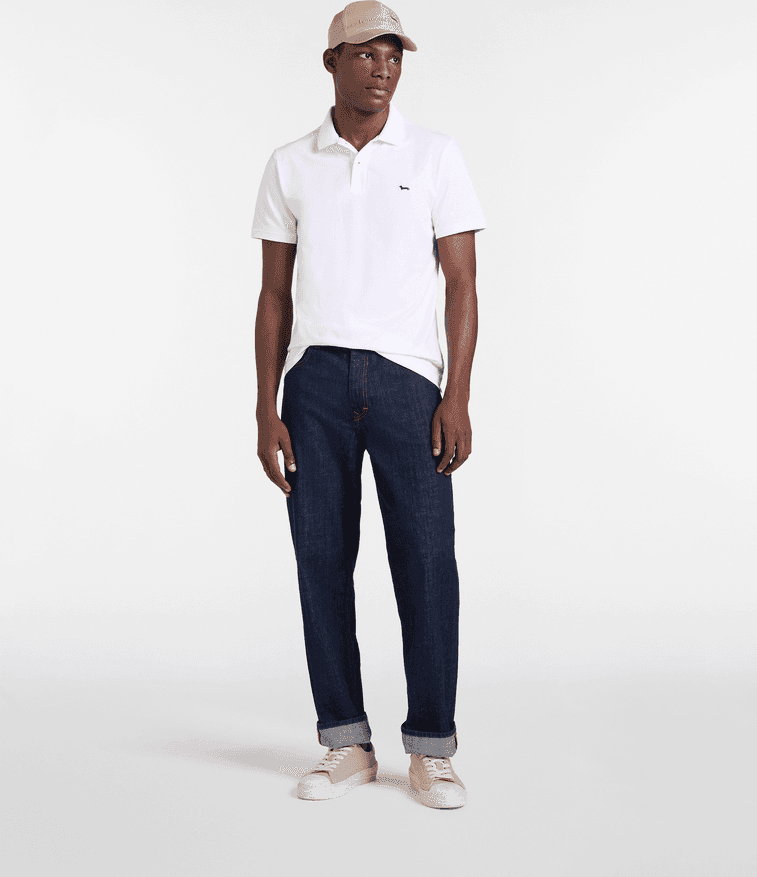 Harmont&amp;blaine polo basic in piquet stretch bianco - 2