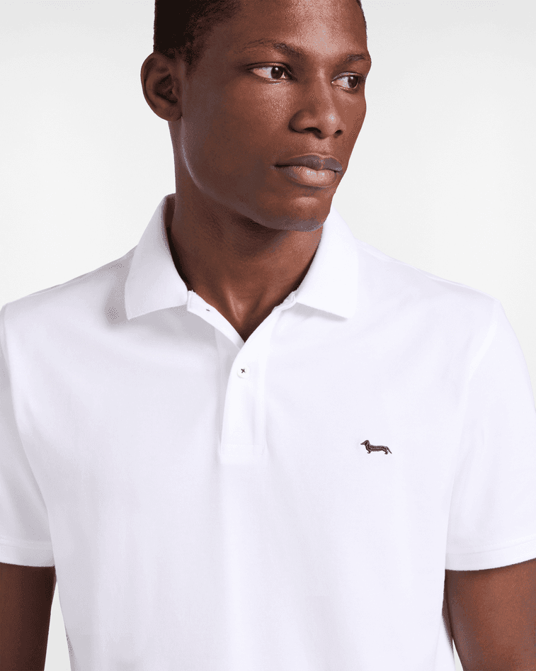 Harmont&amp;blaine polo basic in piquet stretch bianco - 3