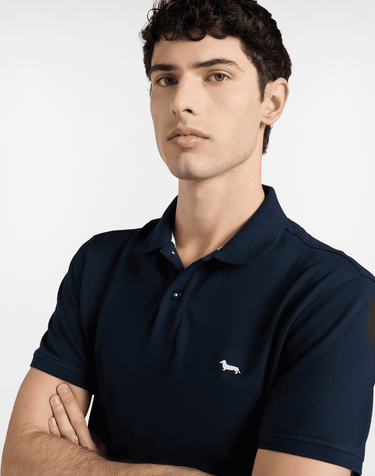 Harmont&amp;blaine polo basic piquet stretch uomo blu navy - 3
