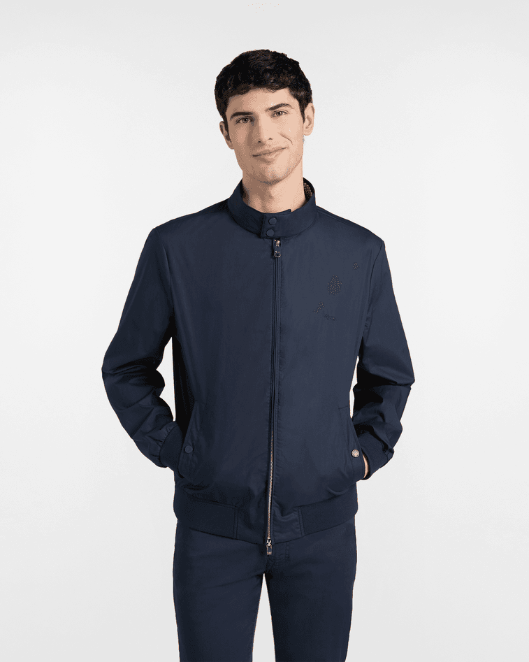 Harmont&amp;blaine giubbino effetto paper touch uomo blu navy - 5