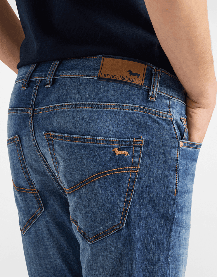 Harmont&amp;blaine jeans 5 tasche narrow uomo blu - 4