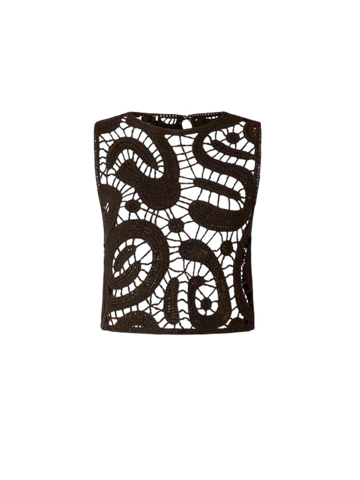 Pinko canotte e top donna pinko - eruzione top crochet - marrone - 4