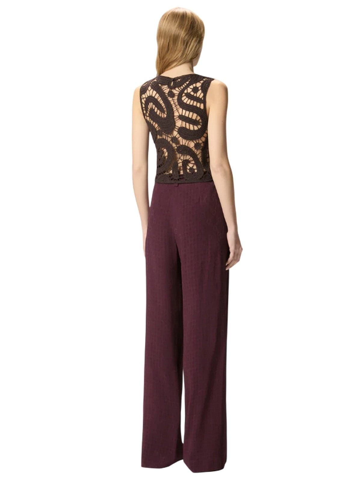 Pinko canotte e top donna pinko - eruzione top crochet - marrone - 3