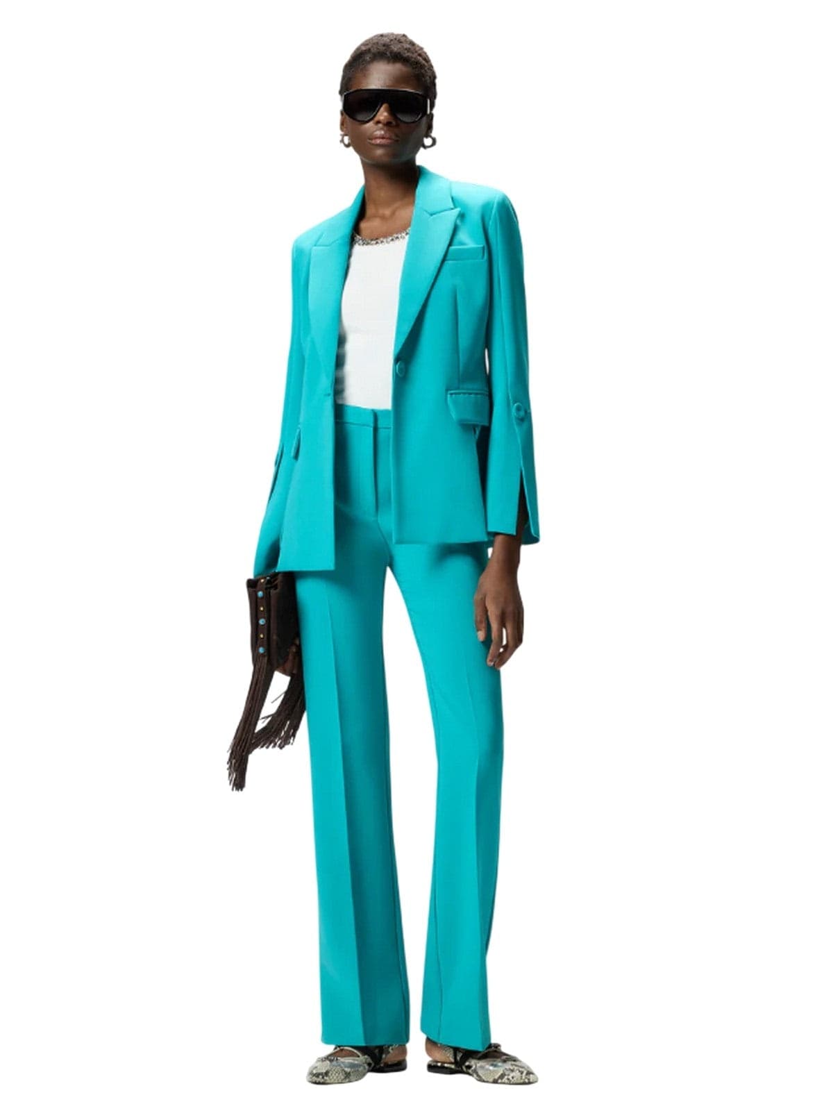 Pinko pantaloni donna pinko - edamame pantalone canvas - verde - 3