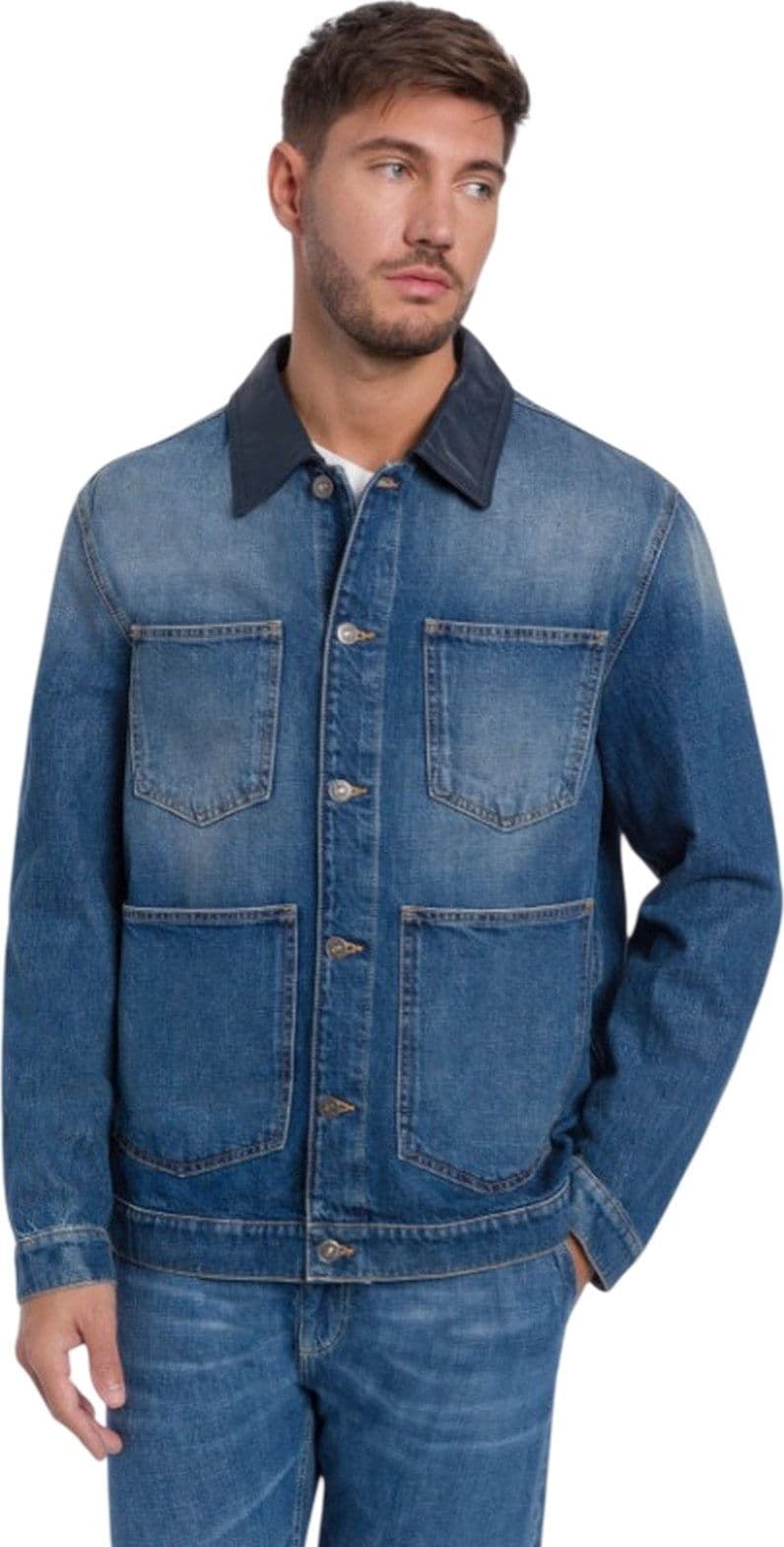 DONDUP giubbini uomo dondup - giubbino regular in dernim fisso sale pepe 13 oz - blu - 2