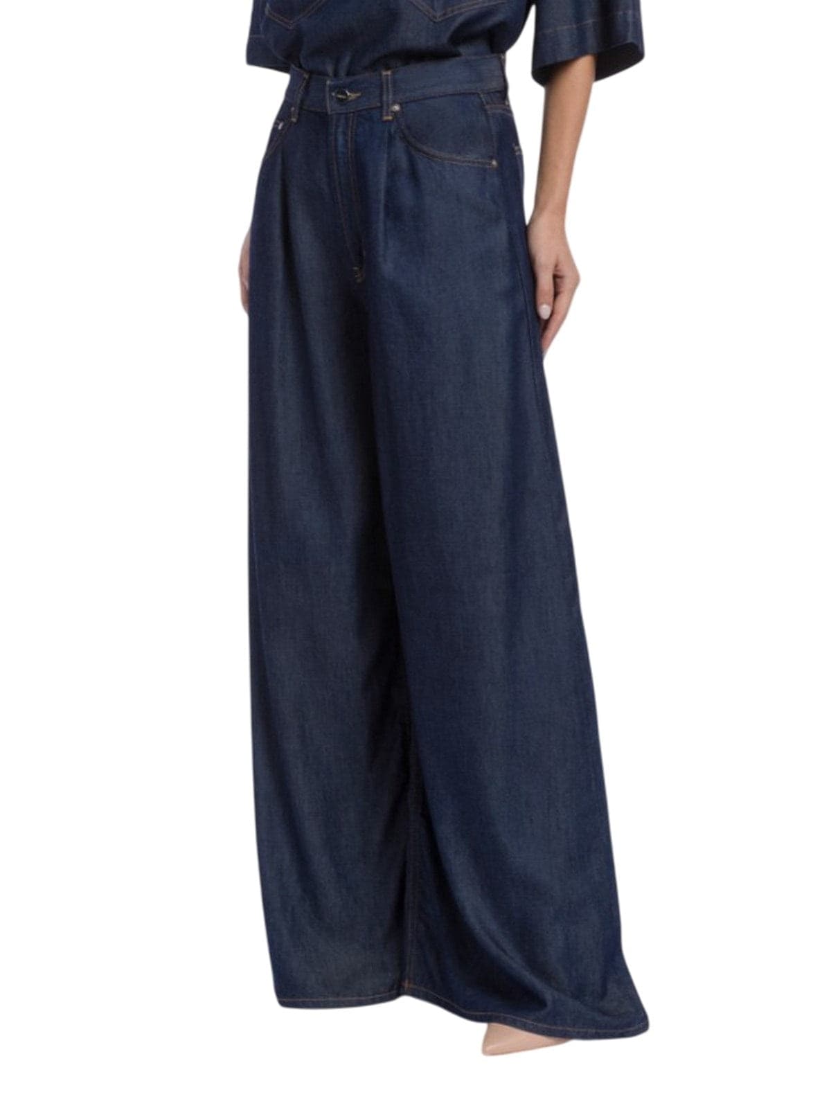DONDUP jeans donna dondup - jeans 5 tasche wide leg - blu - 2