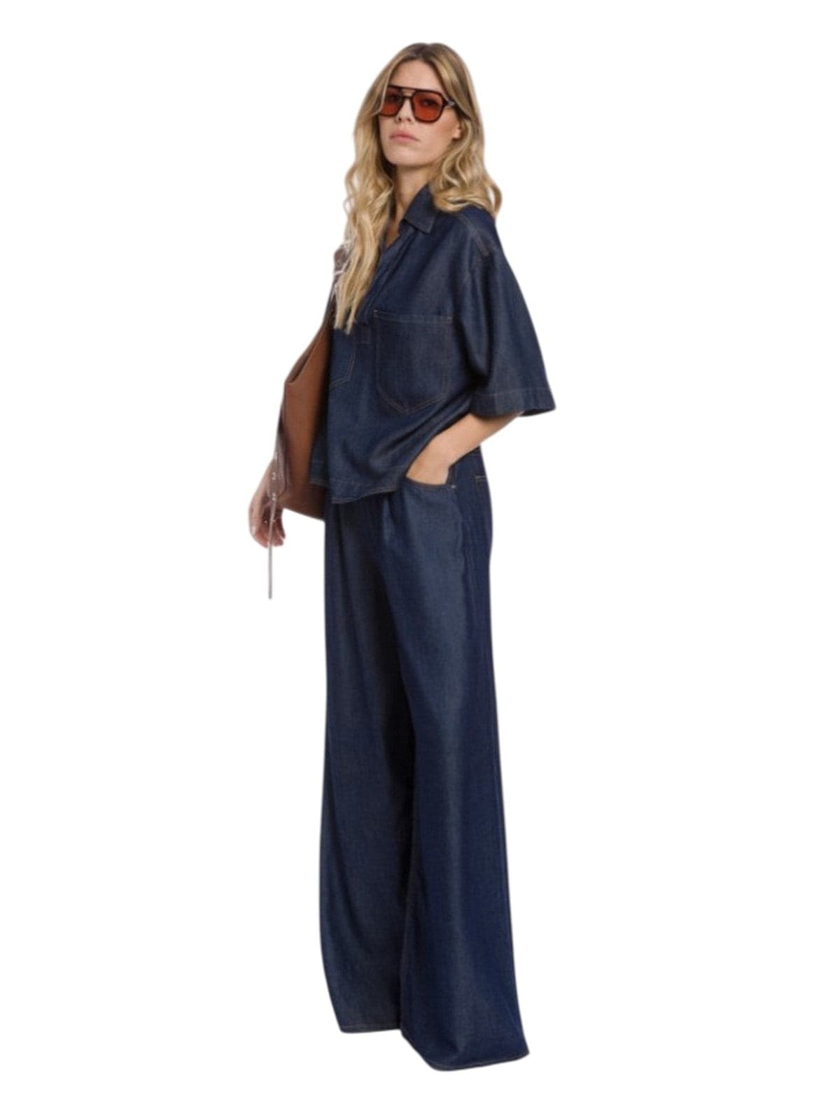 DONDUP jeans donna dondup - jeans 5 tasche wide leg - blu - 4