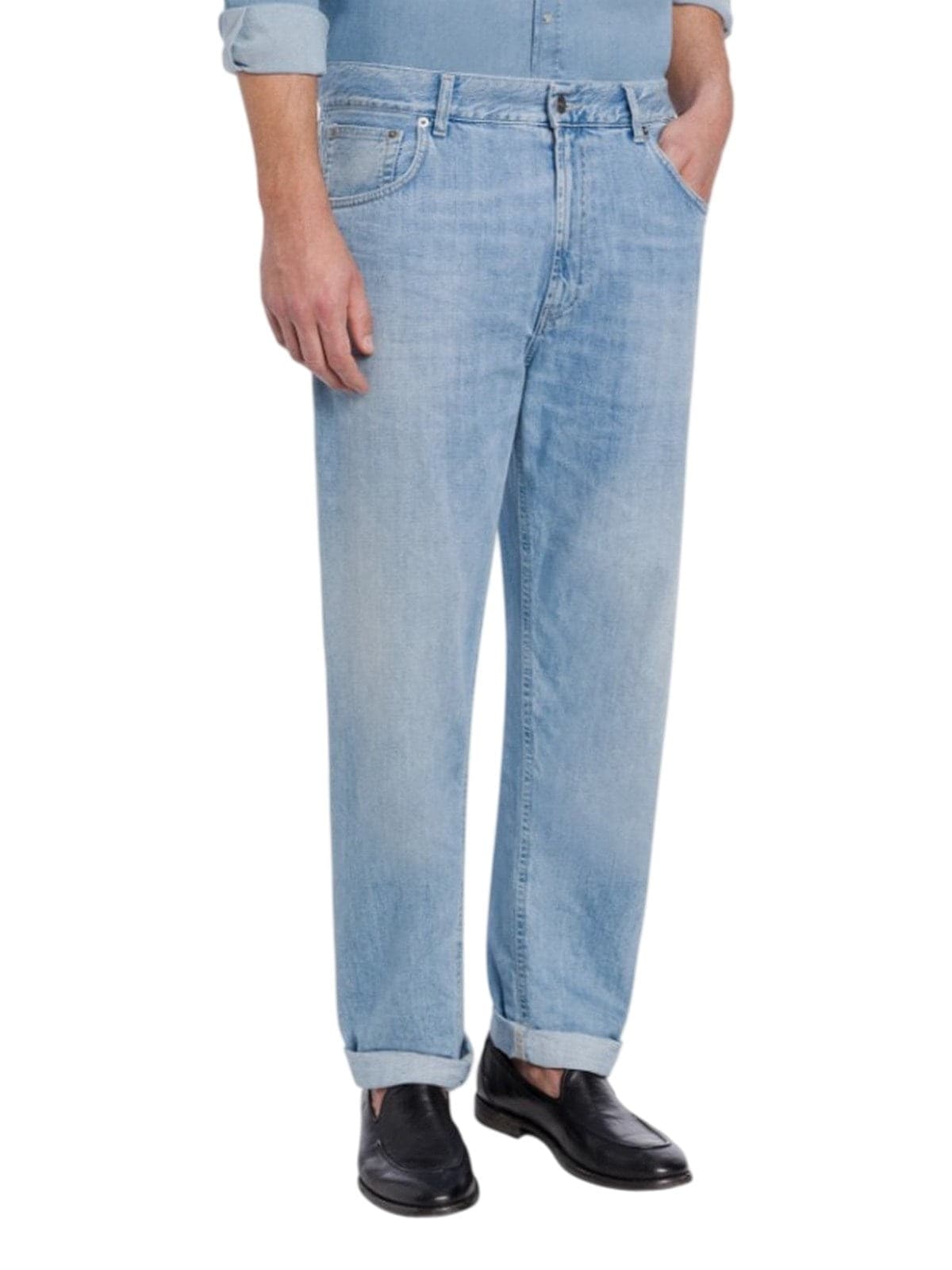 DONDUP jeans uomo dondup - jeans 5 tasche loose ervin in denim fisso cross bl - blu - 2