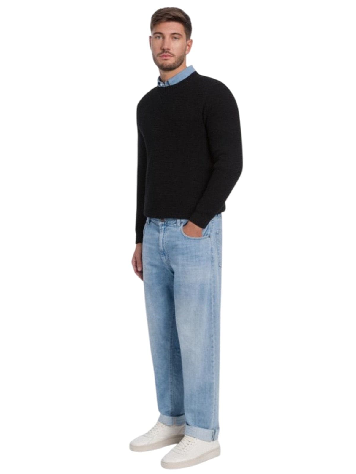 DONDUP jeans uomo dondup - jeans 5 tasche loose ervin in denim fisso cross bl - blu - 4