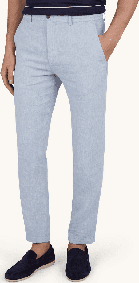 Paul&amp;Shark pantalone chino in lino con coulisse uomo azzurro - 2