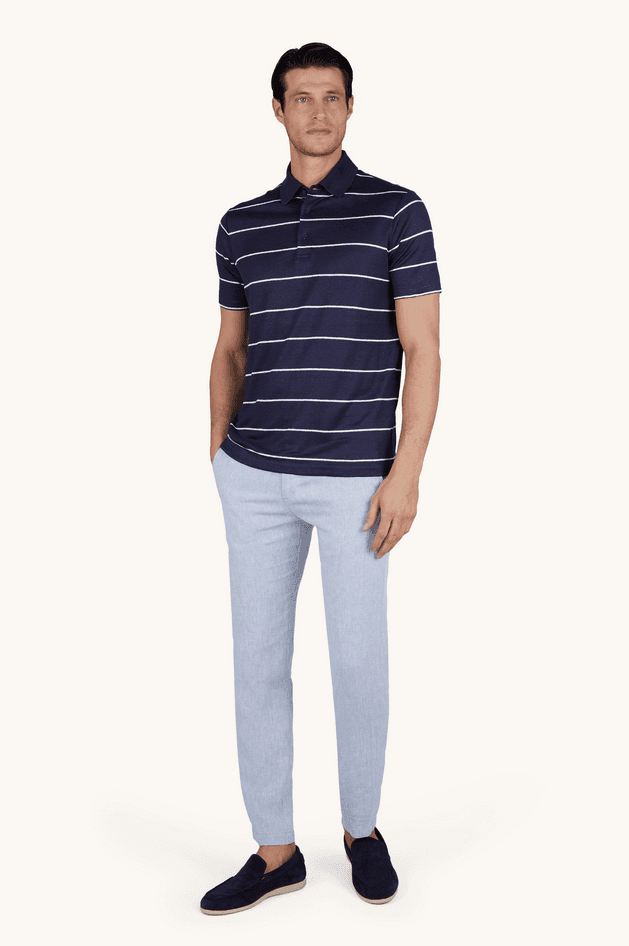 Paul&amp;Shark pantalone chino in lino con coulisse uomo azzurro - 3