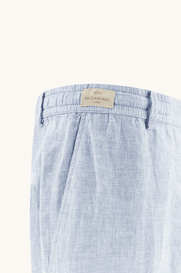 Paul&amp;Shark pantalone chino in lino con coulisse uomo azzurro - 4