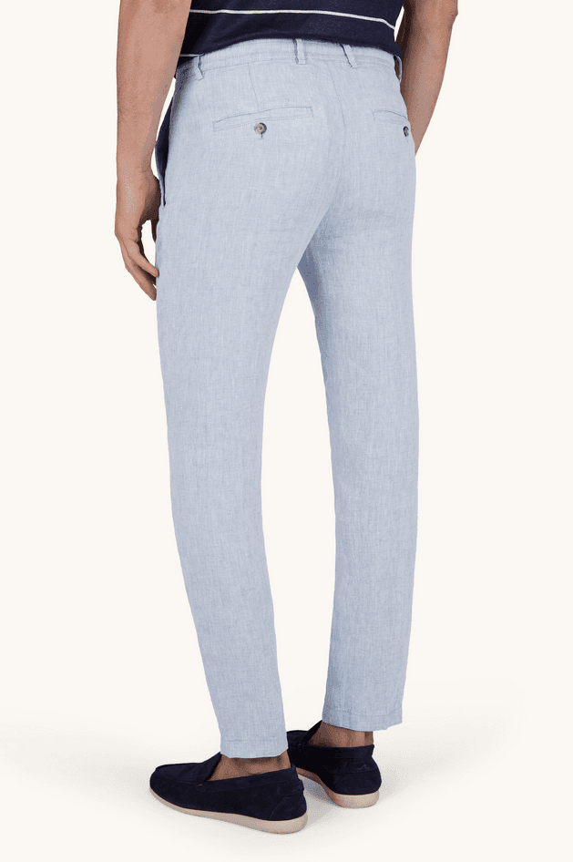 Paul&amp;Shark pantalone chino in lino con coulisse uomo azzurro - 7