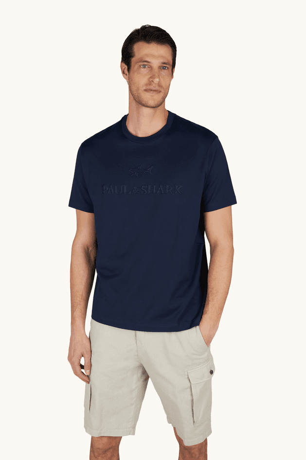 Paul&amp;Shark t-shirt in jersey di cotone lightweight con stampa uomo blu - 2