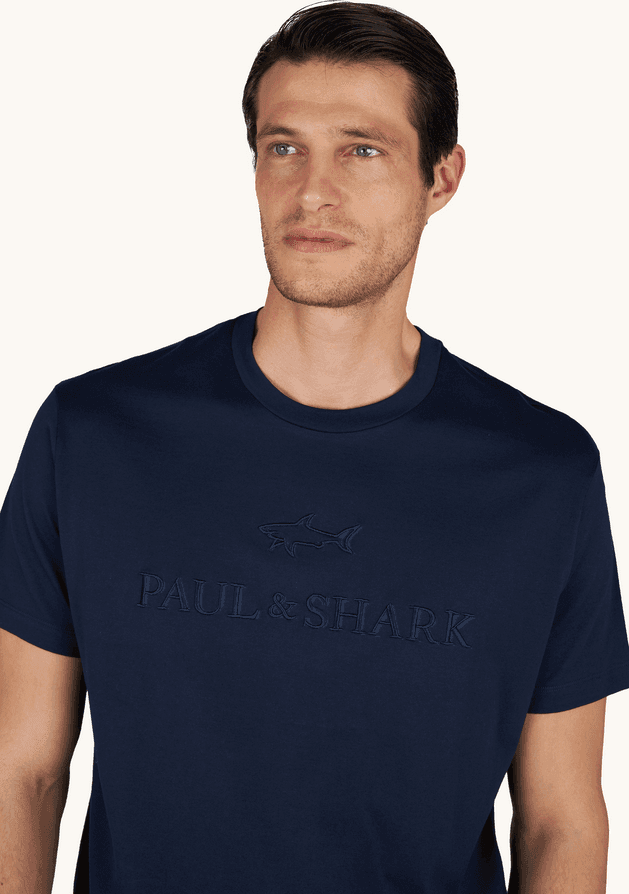 Paul&amp;Shark t-shirt in jersey di cotone lightweight con stampa uomo blu - 3