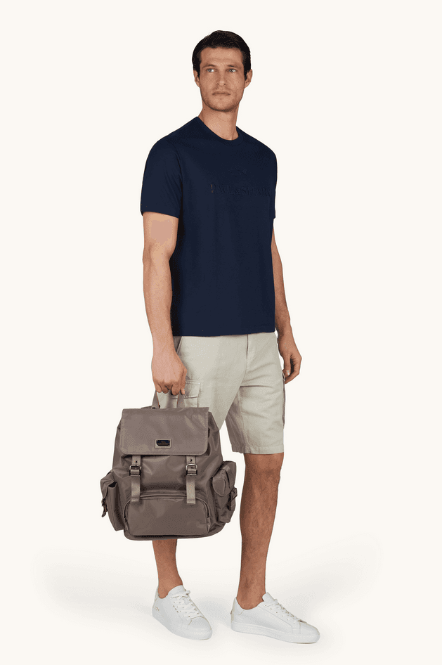 Paul&amp;Shark t-shirt in jersey di cotone lightweight con stampa uomo blu - 4