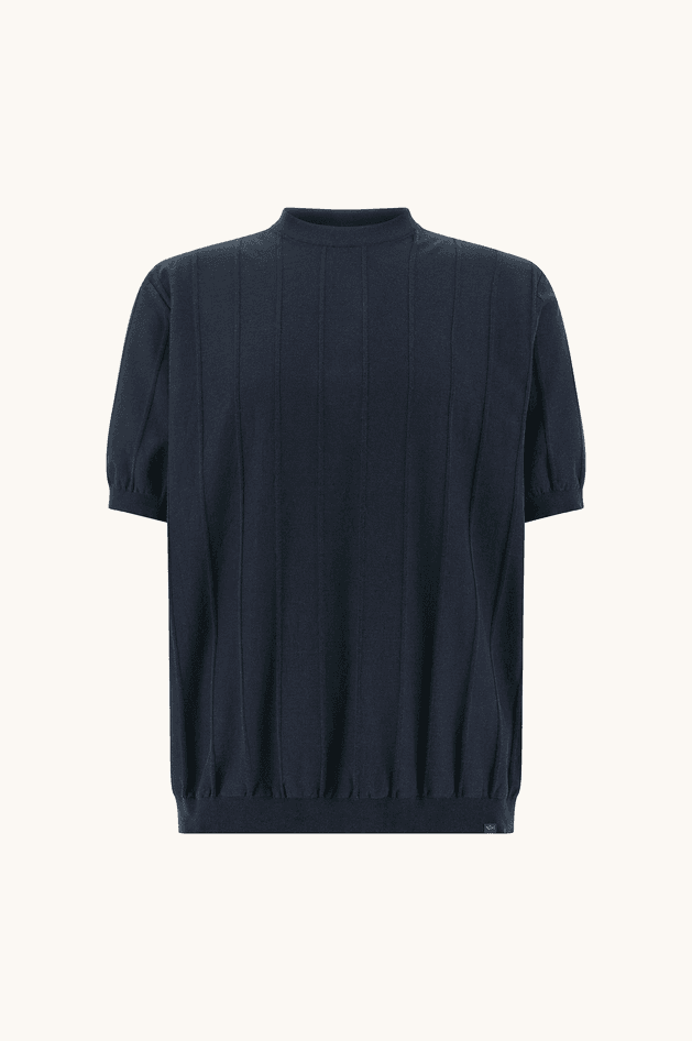 Paul&amp;Shark maglia girocollo in cotone piuma con dettagli in lino uomo blu - 9