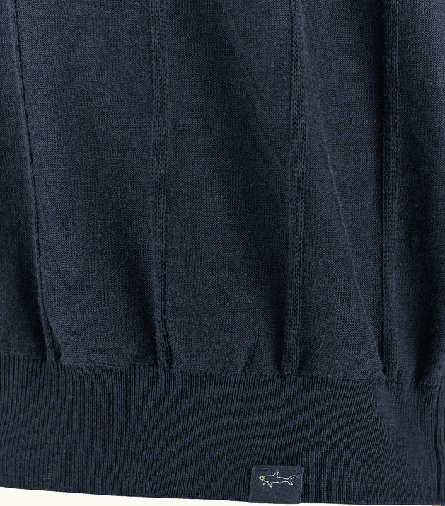 Paul&amp;Shark maglia girocollo in cotone piuma con dettagli in lino uomo blu - 5