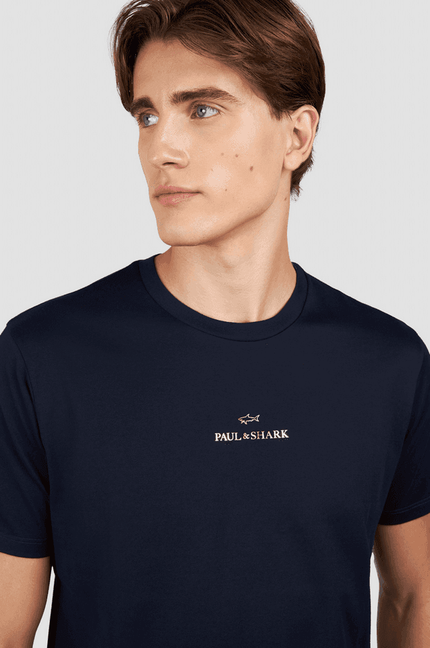 Paul&amp;Shark t-shirt in cotone light jersey con stampa uomo blu-oro - 2