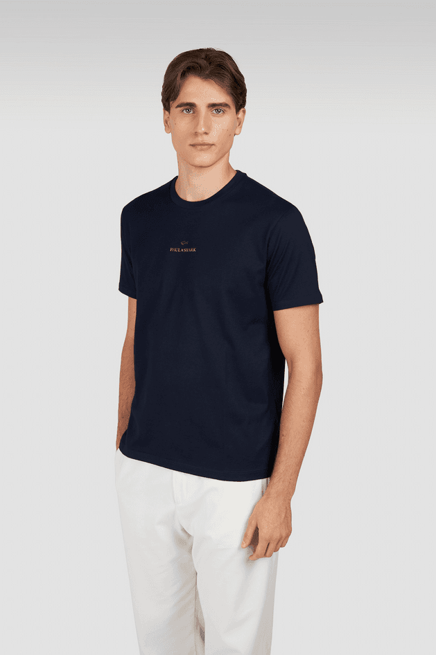 Paul&amp;Shark t-shirt in cotone light jersey con stampa uomo blu-oro - 3