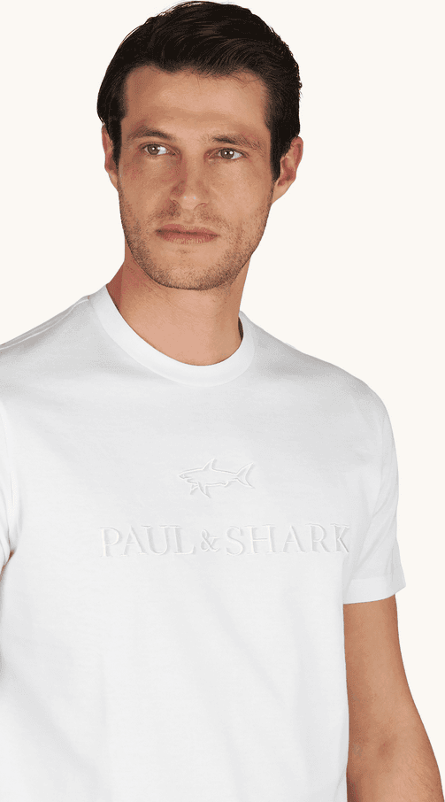 Paul&amp;Shark t-shirt in hersey di cotone lightweight con stampa uomo panna chiaro - 3