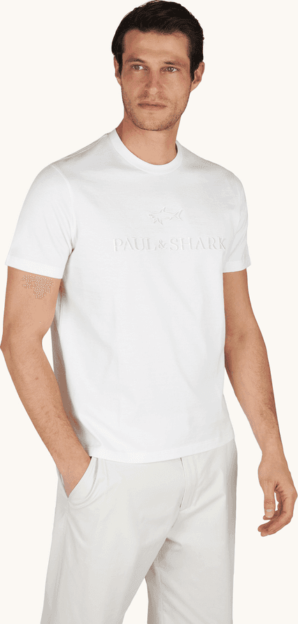 Paul&amp;Shark t-shirt in hersey di cotone lightweight con stampa uomo panna chiaro - 4