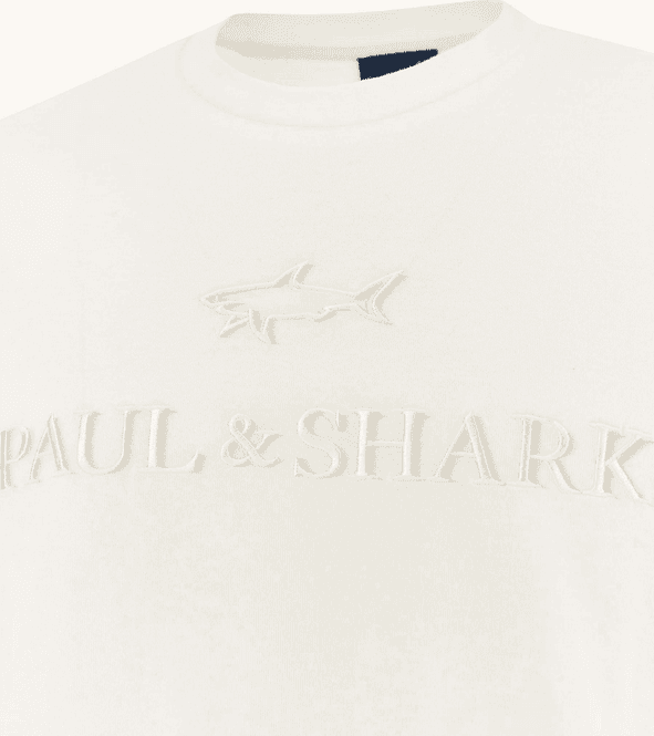 Paul&amp;Shark t-shirt in hersey di cotone lightweight con stampa uomo panna chiaro - 5