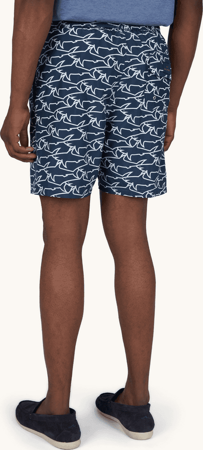 Paul&amp;Shark costume da bangno portofino con stampa iconica sharks waves uomo blu - 7