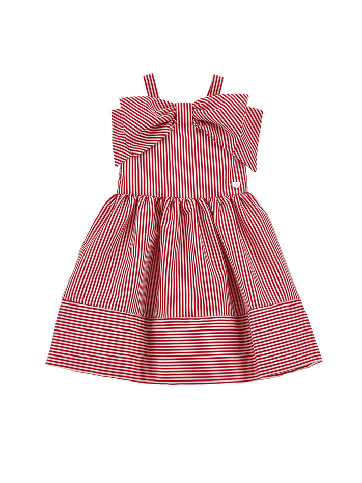 MONNALISA abito a righe con fiocco bambina rosso e bianco - 4