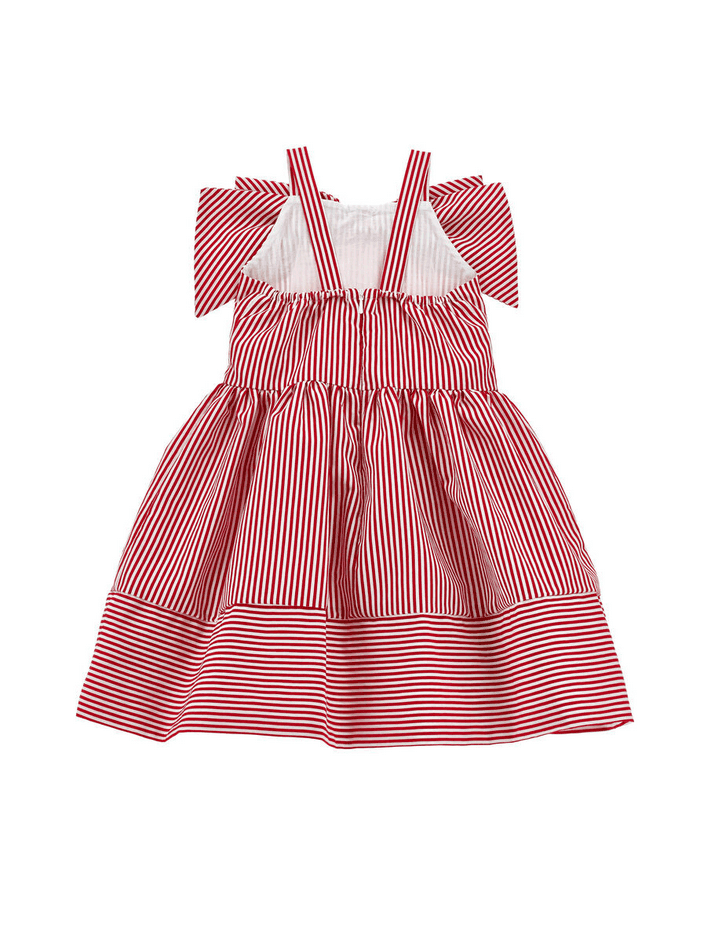 MONNALISA abito a righe con fiocco bambina rosso e bianco - 2