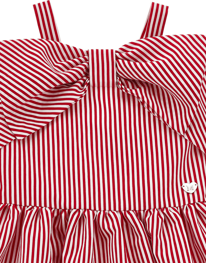 MONNALISA abito a righe con fiocco bambina rosso e bianco - 3