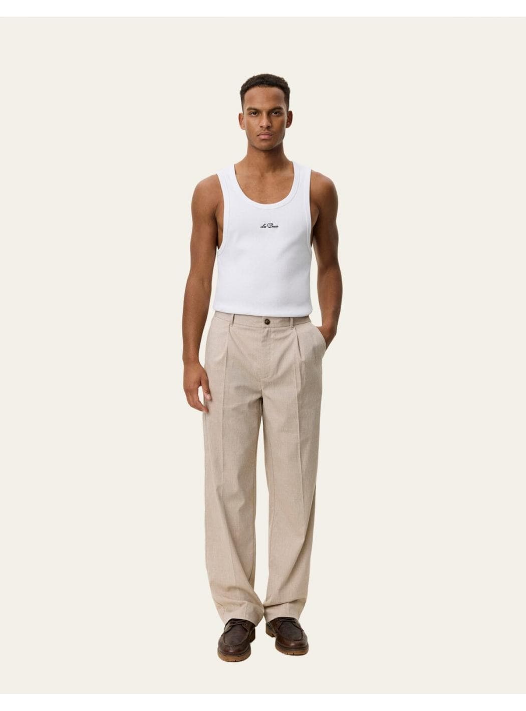 LES DEUX Reece Pleated Slub Suit Pants - 2