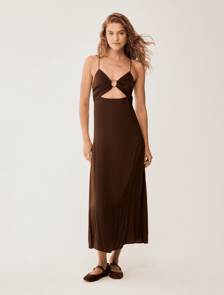 PENNYBLACK abito cut-out in twill fluido donna testa di moro - 2