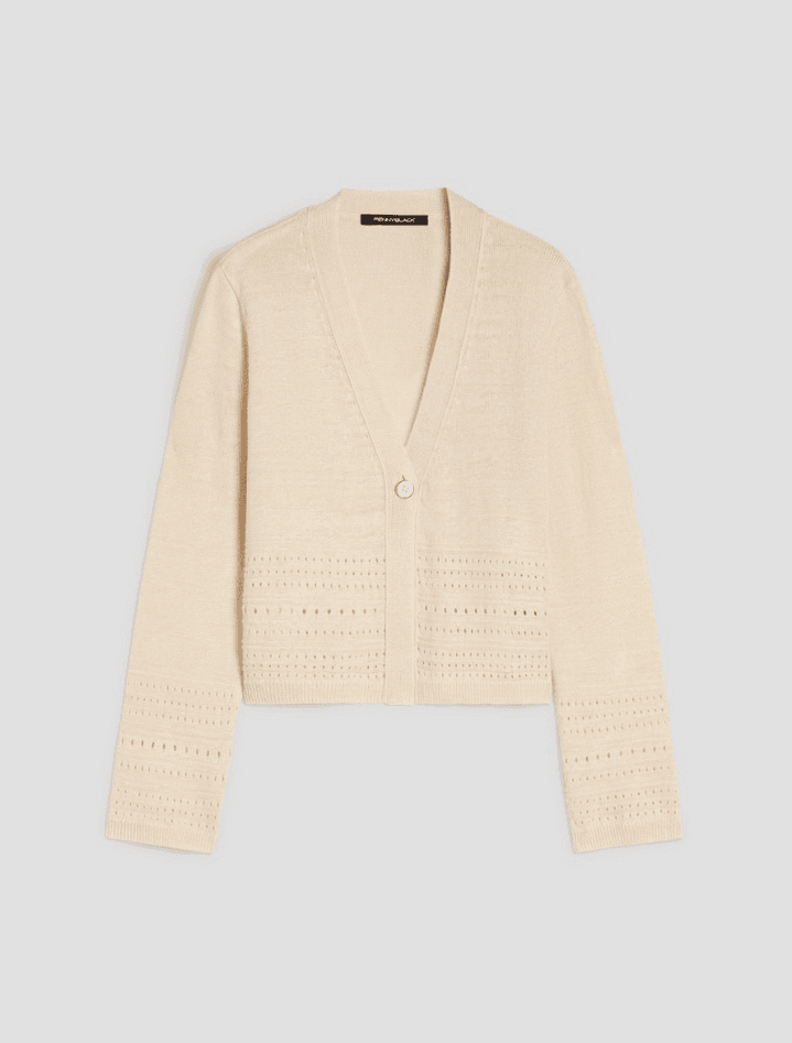 PENNYBLACK cardigan in puro lino traforato donna avorio - 6
