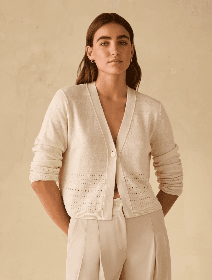 PENNYBLACK cardigan in puro lino traforato donna avorio - 2