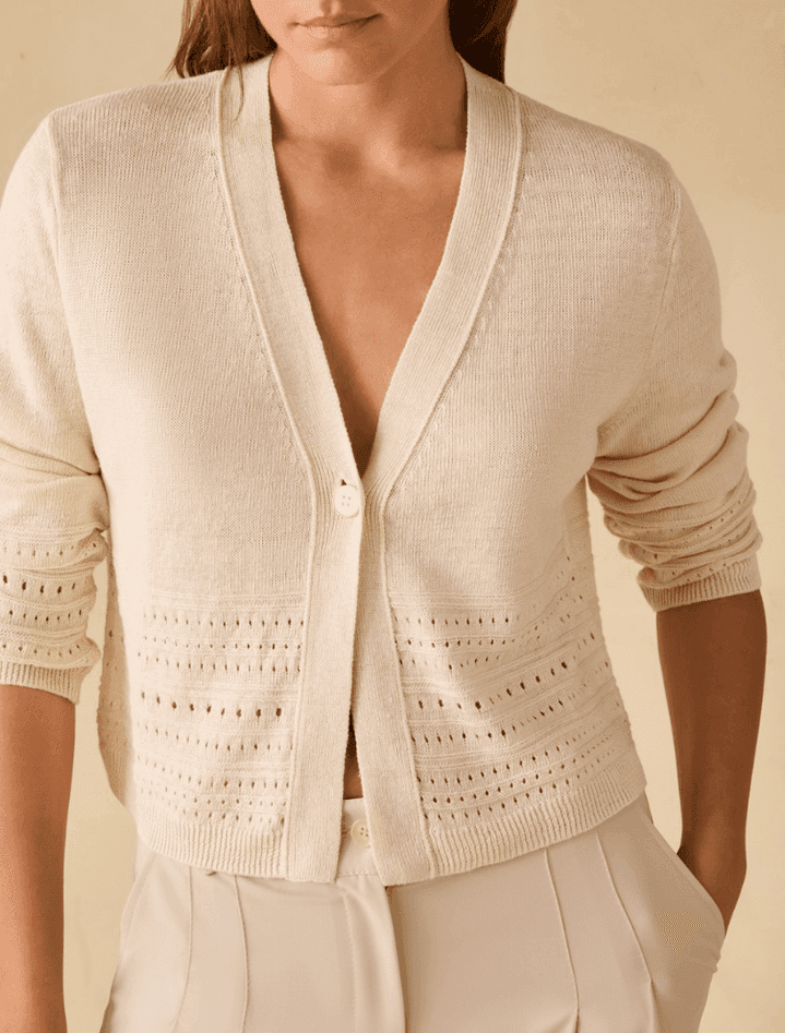 PENNYBLACK cardigan in puro lino traforato donna avorio - 3