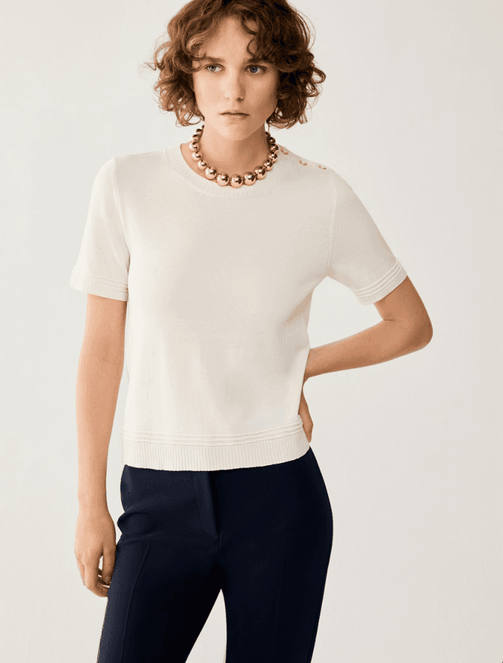 PENNYBLACK t-shirt in blend di cotone e seta donna avorio - 2