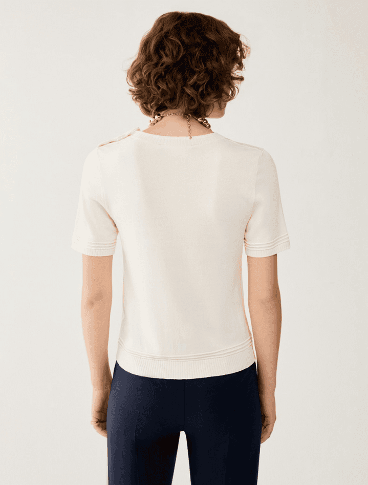 PENNYBLACK t-shirt in blend di cotone e seta donna avorio - 4