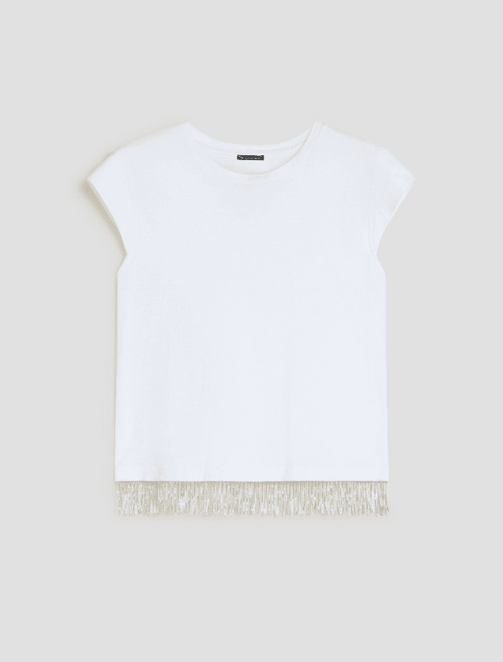 PENNYBLACK t-shirt con frangia di perline donna bianco - 6
