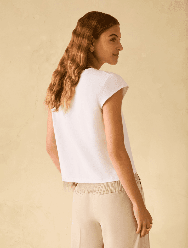 PENNYBLACK t-shirt con frangia di perline donna bianco - 5