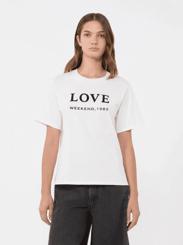 MAX MARA t-shirt con stampa e ricami donna bianco - 2