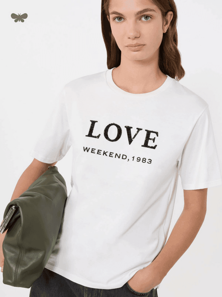 MAX MARA t-shirt con stampa e ricami donna bianco - 3