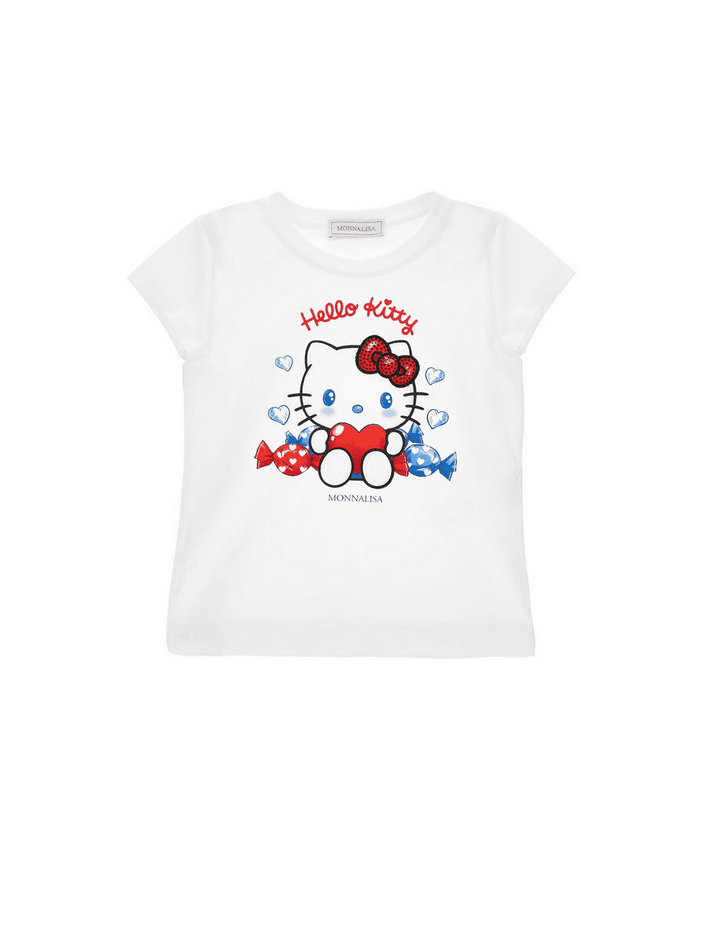 MONNALISA t-shirt hello kitty bambina bianco - 5