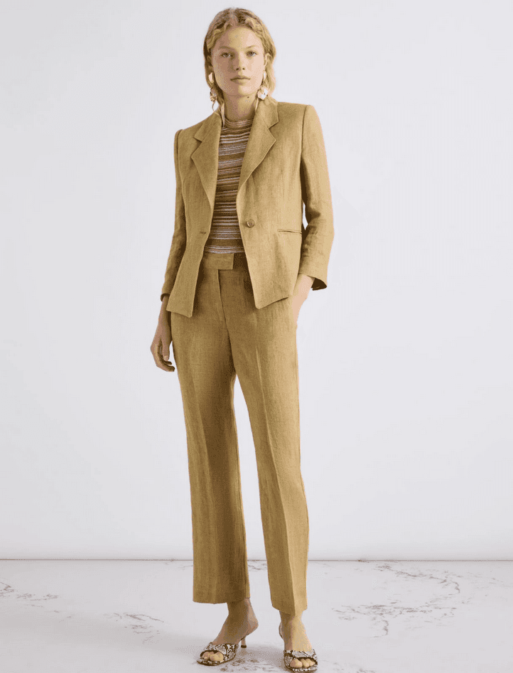 MARELLA pantalone in lino donna kaki - 3