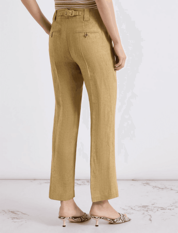 MARELLA pantalone in lino donna kaki - 4