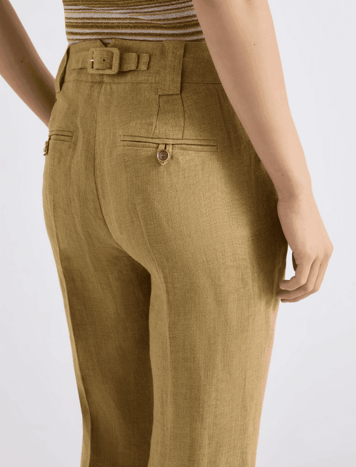 MARELLA pantalone in lino donna kaki - 5