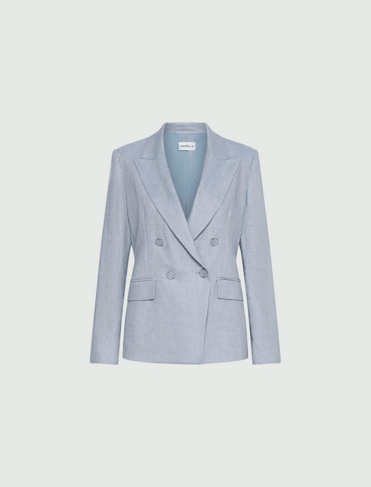 MARELLA giacca misto lino donna azzurro - 6